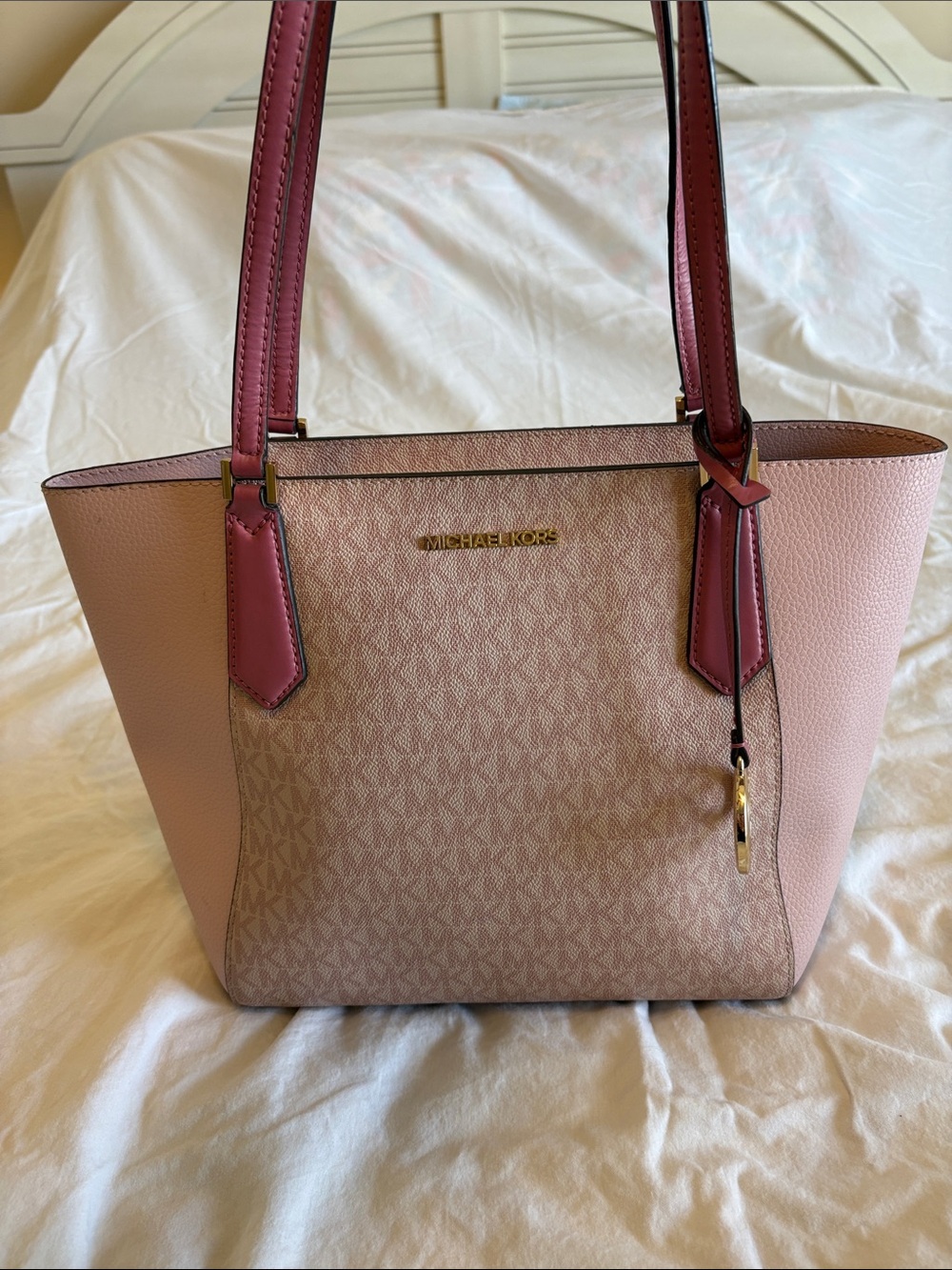 Michael Kors Pink Two-Tone Logo Tote
